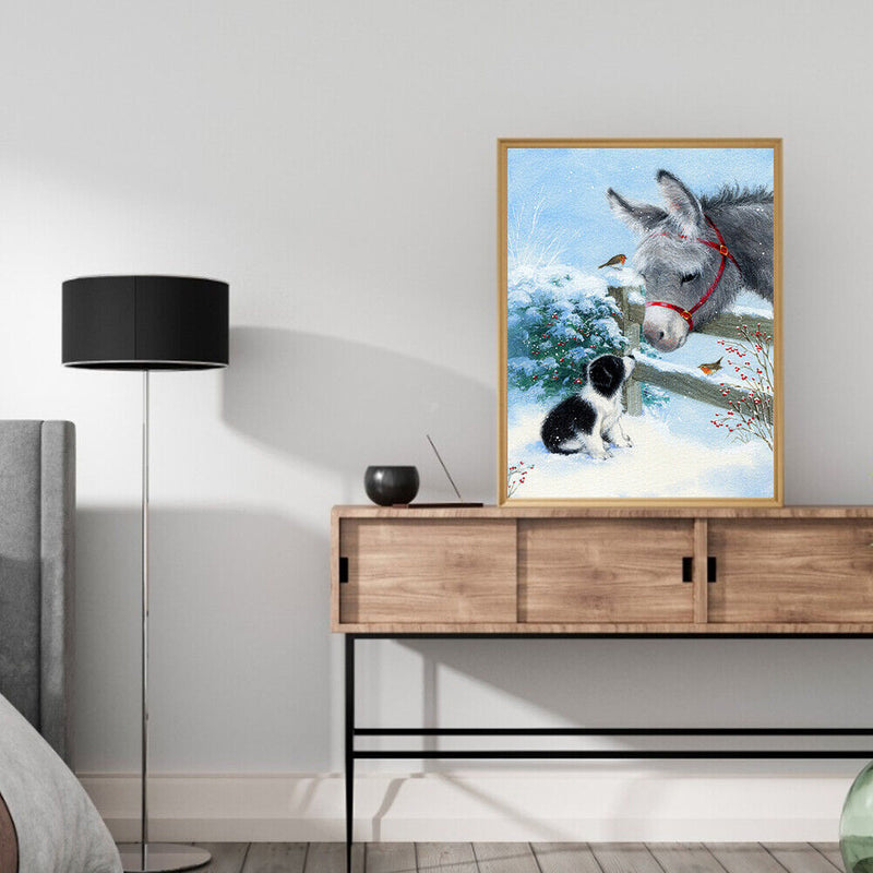Snow Donkey Oil Paint By Numbers Kits Canvas Picture DIY Wall Art Craft Decor
