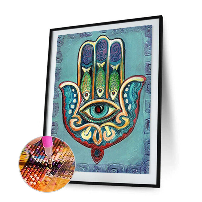 5D DIY Full Drill Round Shape Palm Eyes Rhinestone Diamond Drawing Decoration