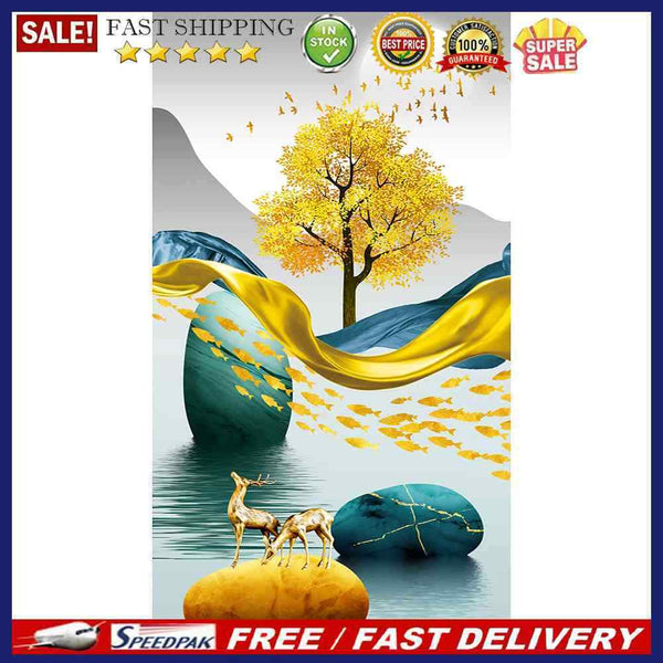 Golden Deer on Water Oil Paint By Numbers Kit DIY Acrylic Painting on Canvas Set