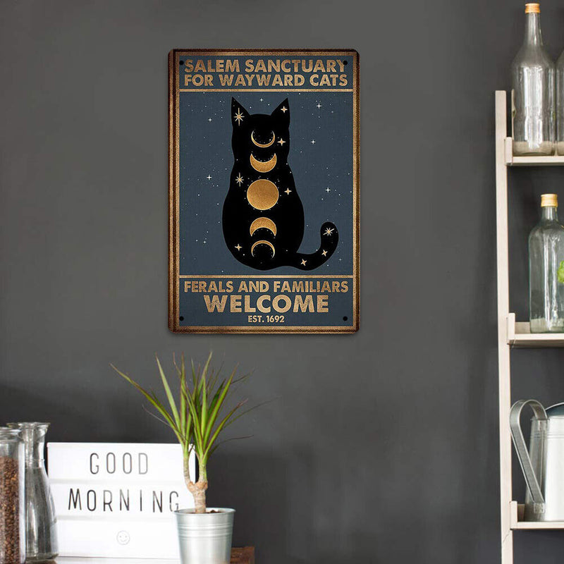 Lunar Eclipse Cat Retro Metal Plate Tin Sign Plate for Bar Pub Club Cafe Crafts
