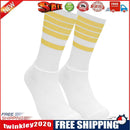 Anti-slip Sports Socks Women Men Cycling Calf Length Socks (Yellow Stripe)