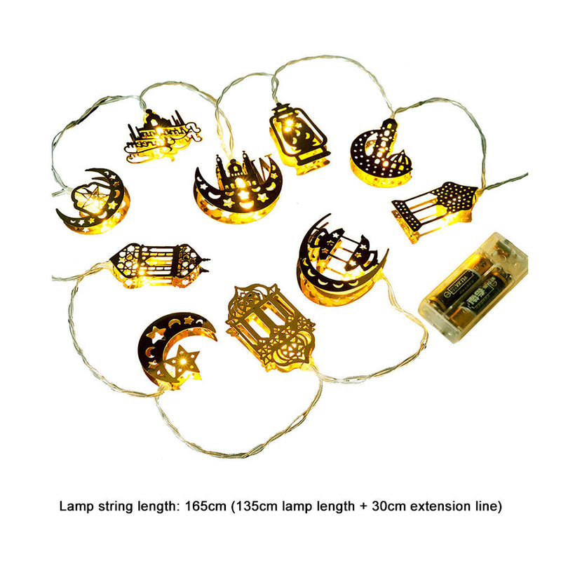 Ramadan 10 LED Moon Star Light Muslim Eid Mubarak String Decor (RGB Flash) Newly