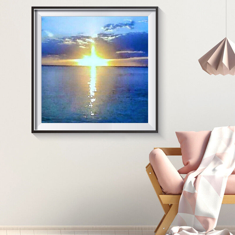5D DIY Diamond Painting Lake Sunrise Full Drill Rhinestone Mosaic Art Picture