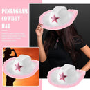 Pentagram Cowboy Hat Pink Tiara Cowgirl Western Style Felt Hat Cowboy Cap_