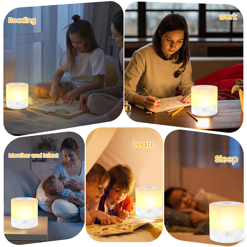 USB Rechargeable Touch Dimmable RGB Night Lights for Bedside Table Lamp