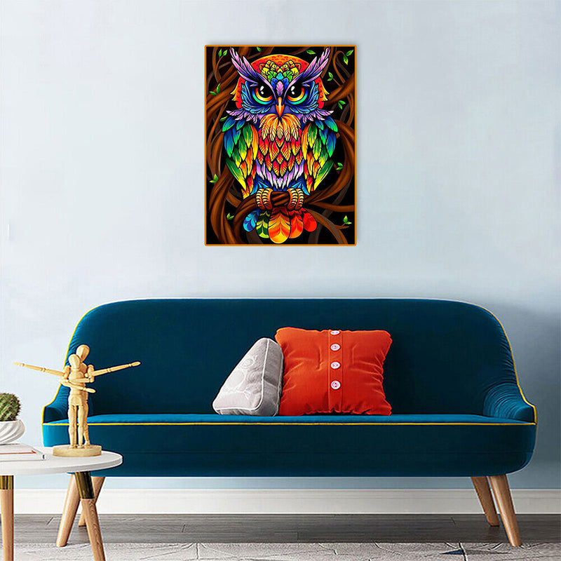 5D Diamond Painting DIY Colorful Owl Full Round Diamond Mosaic Art