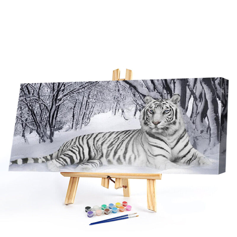 White Tiger Oil Paint By Numbers Kits Canvas Picture DIY Wall Art Craft Set