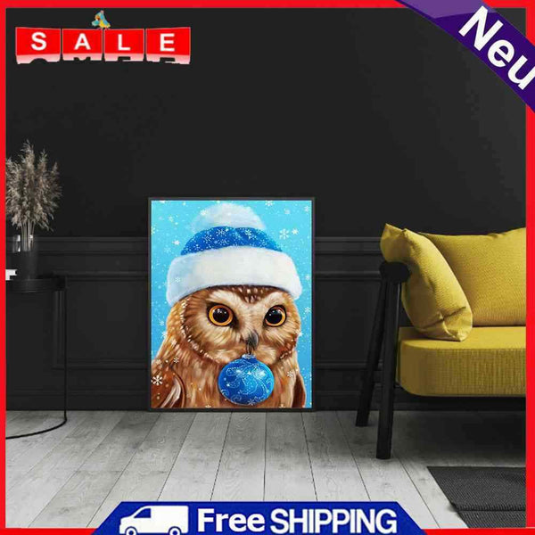 5D DIY Diamond Drawing Kits Full Round Drill Blue Christmas Ball Owl Wall Decor