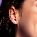 Christmas Snowman Hat Earrings Zircon Diamond Ear Studs Women Jewelry Gift