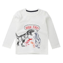 Loose Long Sleeve T-shirt Boys Autumn Kids O-Neck Letters Tops(White 6-7Y)