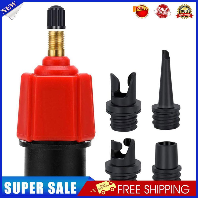 Paddle Board Valve Adapter Kayak Air Pump Converter with 4 Nozzles (Red)