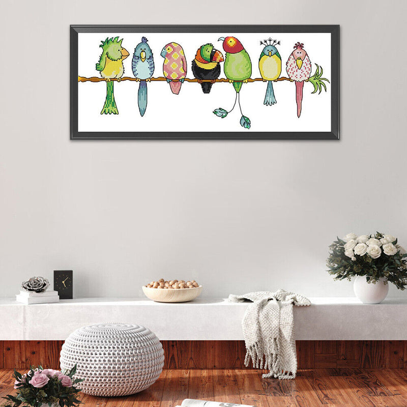 Full Cross Stitch 11CT Colorful Parrots Counted Embroidery DIY Needlework