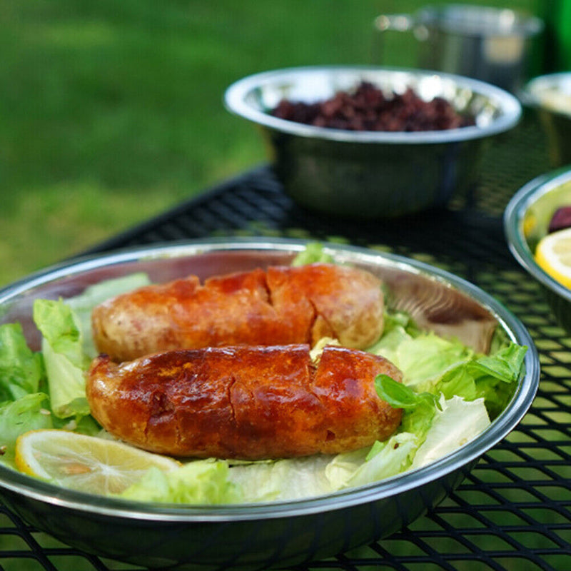 17x Outdoor Tableware Stainless Steel Plate Bowl for Barbecue Picnic Dinnerware