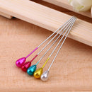 50pcs 5.5cm Colorful Round Straight Iron + Plastic Head Bead Needles S