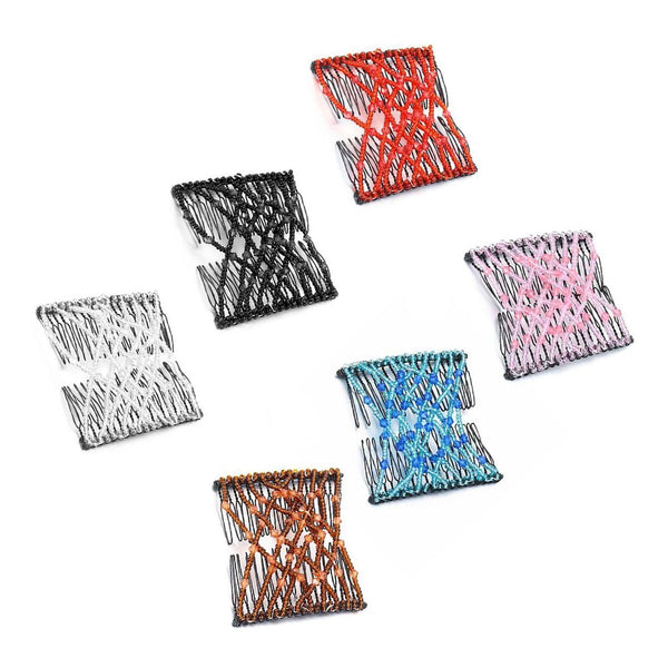 Elastic Magic DIY Double Clip Headband Bun Hair Combs Metal Hairpins Beads Comb