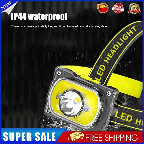 Portable COB LED Headlamp 4 Gears 600lm Outdoor Waterproof Warning Flashlight