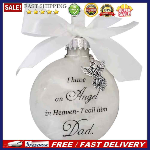 Memorial My Heart in Heaven Christmas Pendant Mom Dad Ball Feather Tree Ornament