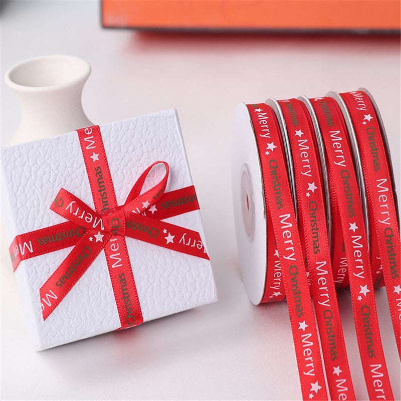 Decoration Ribbon 1cm*22m Gift Wrapping Ribbon Christmas Letter Ribbon