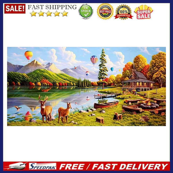 Mountain Lake Deer Oil Paint By Numbers Kit DIY Acrylic Painting on Canvas Set