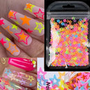 Nail Decoration Hollow Out Glitter Flakes Color Mixing Neon Star Nail Sequins