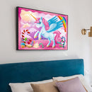 5D Drill DIY Diamond Round Mosaic Painting Full Kit Pink Horn Horse Room Decor