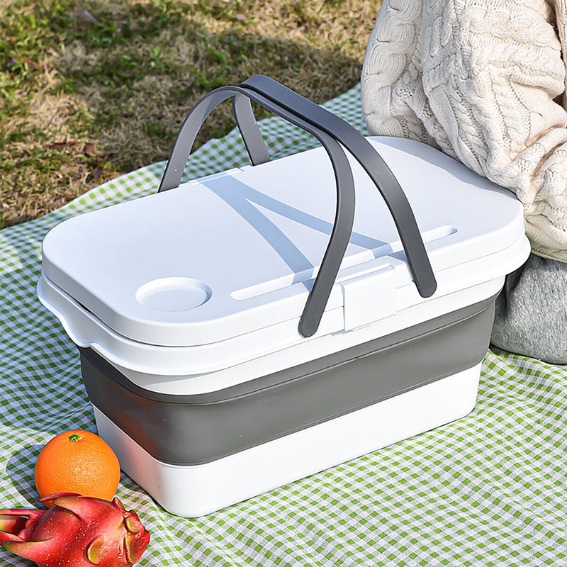 Folding Camping Storage Box with Handle Portable Picnic Fruits Basket Supplies