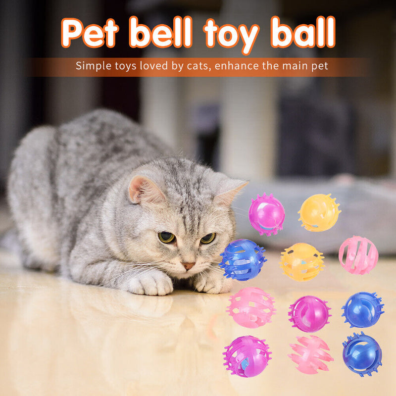 Pet Playing Hollowed Bell Toys Cat Teaser Kitten Scratch Rattle Ball Random
