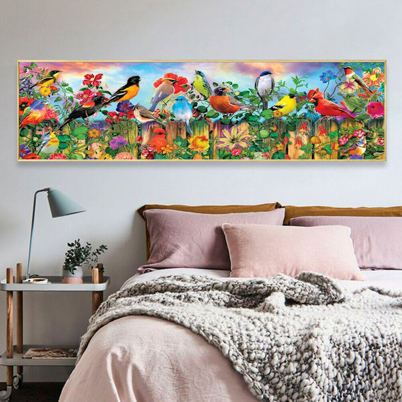 Drill Point Handcraft DIY Fence Birds Full Diamond Painting Canvas Mosaic Kit
