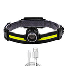 Sensor XPG COB Headlamp Waterproof USB 7 Lighting Modes Telescopic Flashlam