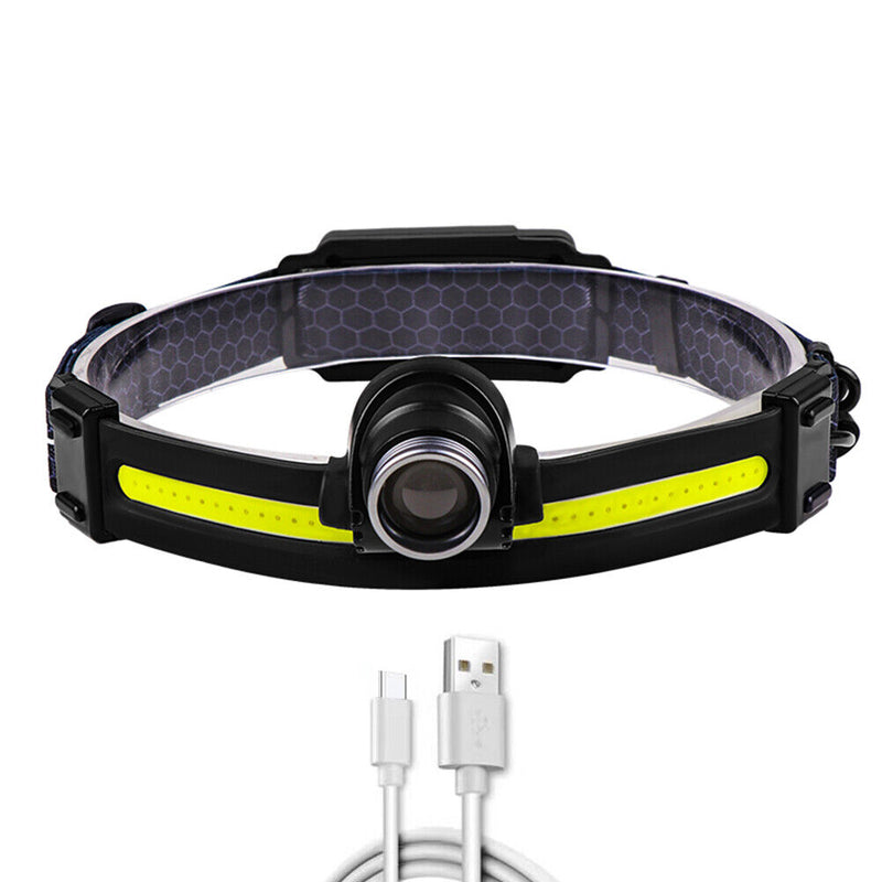 Sensor XPG COB Headlamp Waterproof USB 7 Lighting Modes Telescopic Flashlam