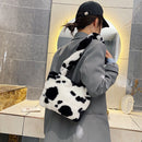 Fashion Plush Tote Messenger Bag Female Fluffy Shoulder Bags Shopping Handbags