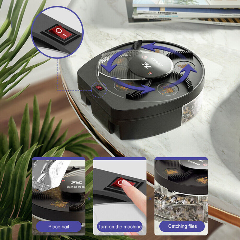 Wall Electric Insect Fly Trap Automatic Flycatcher Device (Recharged Black)