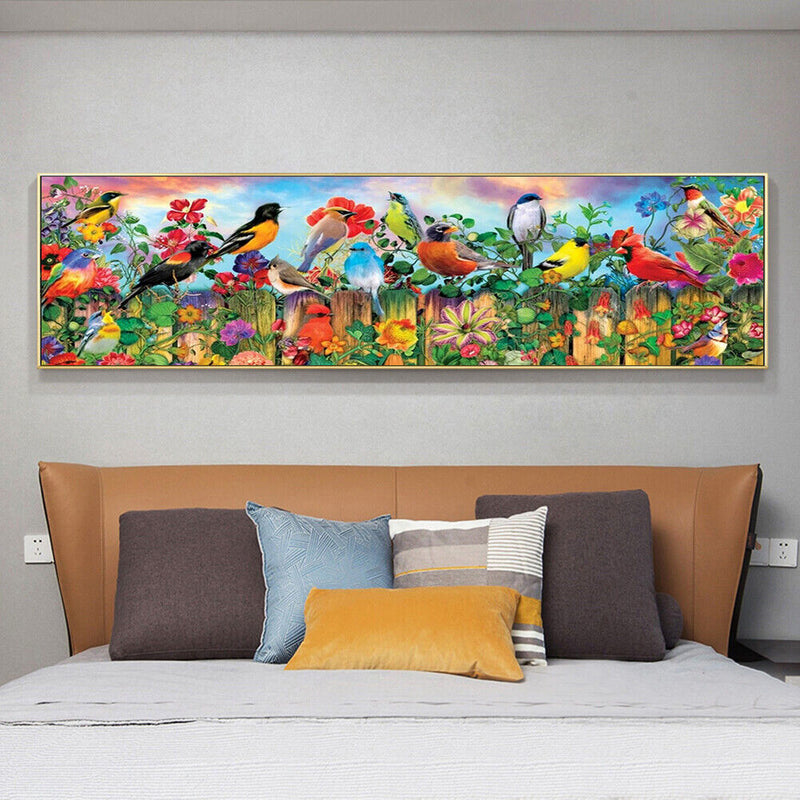 Drill Point Handcraft DIY Fence Birds Full Diamond Painting Canvas Mosaic Kit