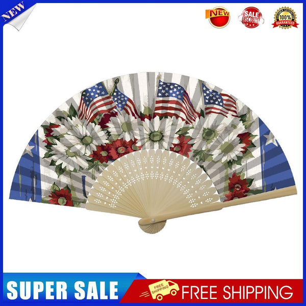 Independence Day Flowers Flag Oil Paint Folding Fan By Numbers DIY Crafts