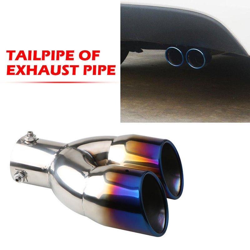 Stainless Steel Dual Exhaust Tip with 2.5 inch ID Inlet Rolled Edge Slant C