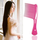 Large Wide Tooth Comb Handle Detangling Reduce Hair Loss Brush Tool (Pink) Newly