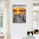 DIY Full Round Drill Rhinestone Diamond Painting Coast Sunset Handwork Home Art