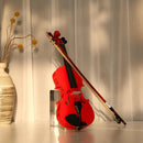Wood 1/8 Size Handmade Acoustic Violin Red Fiddle for Beginner Learning