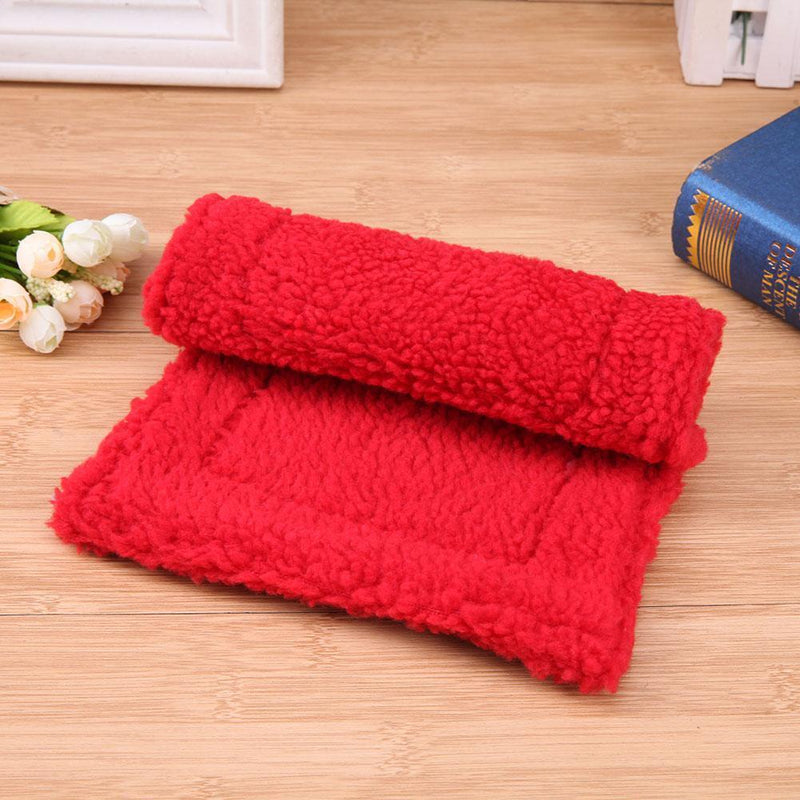 Plush Pet Hamster Cushion Mat Squirrel Warm Blanket Guinea Pig Bed Pad(Red)
