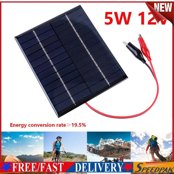 Portable Waterproof Solar Panel 5W 12V Outdoor DIY Polysilicon Epoxy Panels