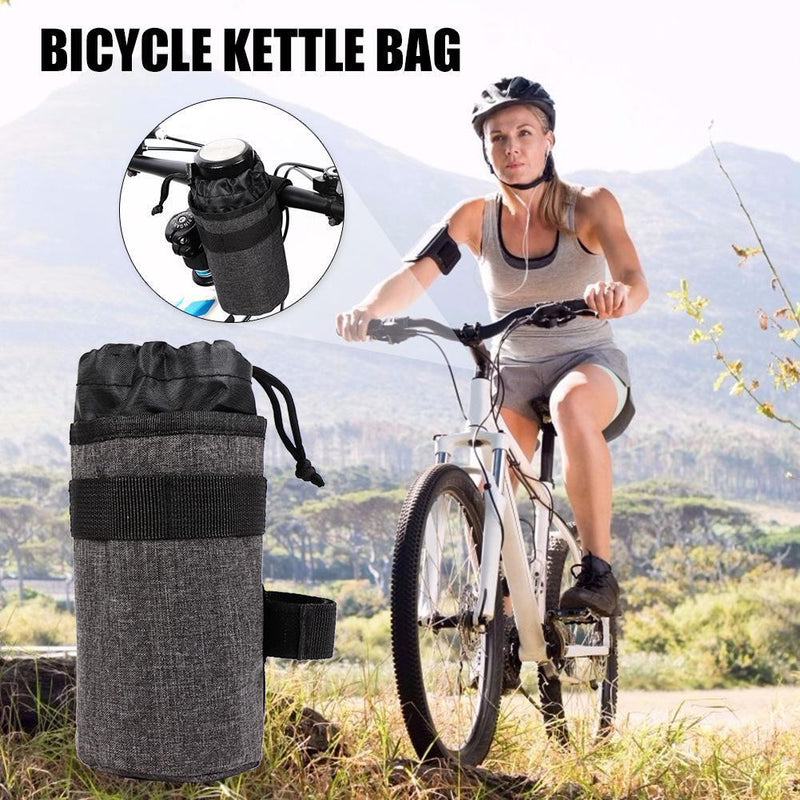 Bike Handlebar Stem Kettle Bag Cycling Insulated Water Bottle Pouch (Grey) Newly