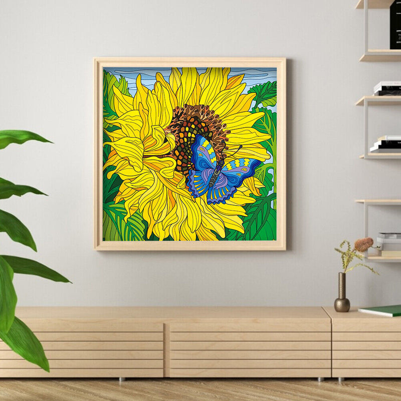 Diamond Painting Partial Special Drill Sunflower butterfly Picture of Rhin
