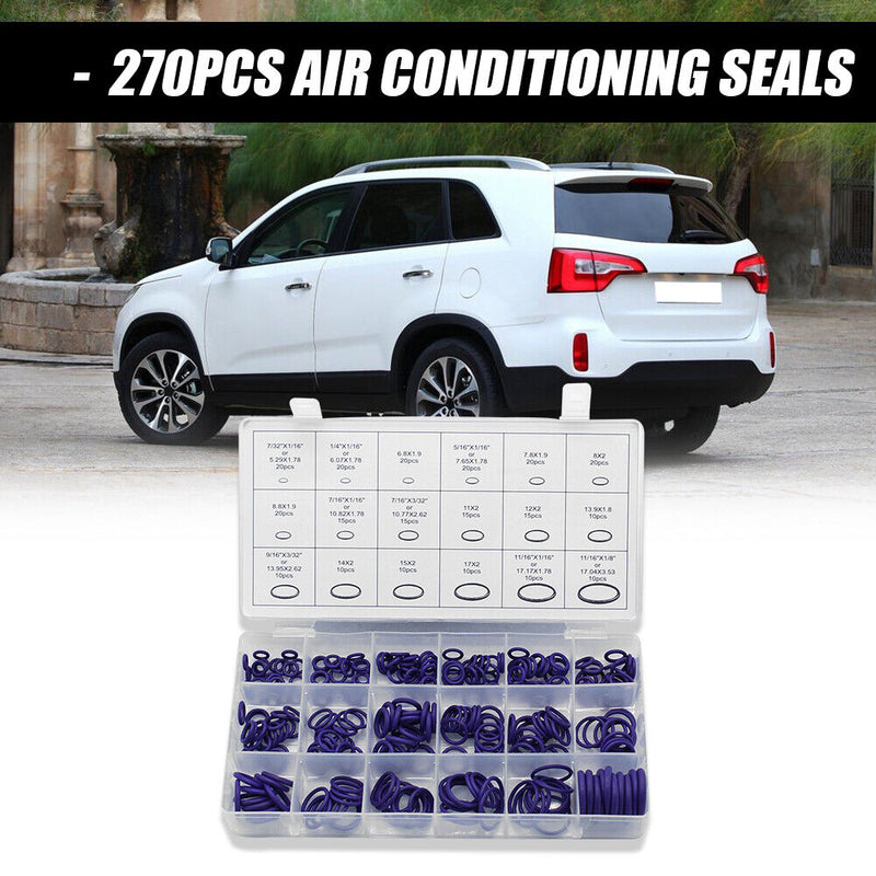 270pcs Assorted Air Conditioning Seal O-ring R22 R134a Rubber Gasket Purple