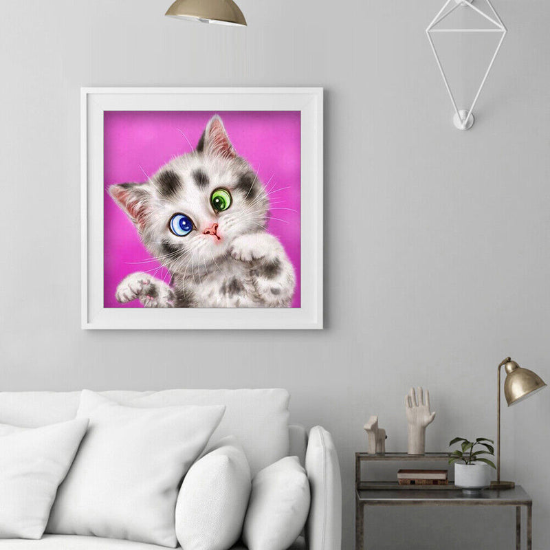 Full Round Drill Rhinestone Art DIY 5D Cat Diamond Painting Kit(A2418) Newly
