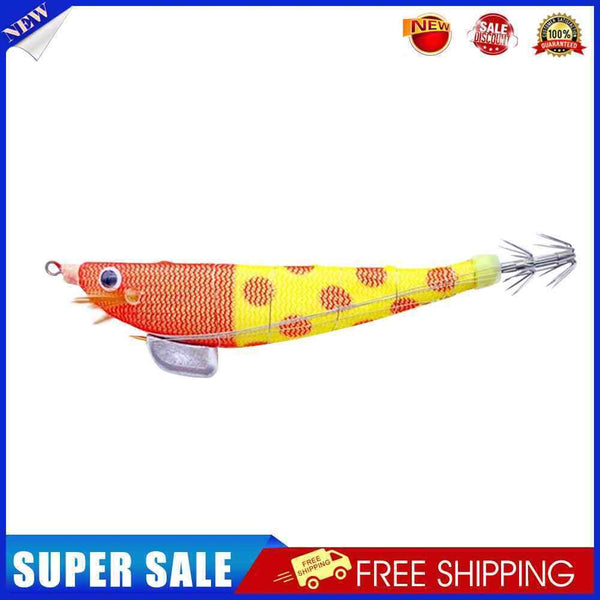 #A 100mm 12g Sinking Fishing Lures Luminous Wood Shrimp Bait with Squid Jigs Hoo