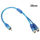 Blue Y Adapter 1 RCA Male To 2 Female Splitter Stereo Connector Audio Cable