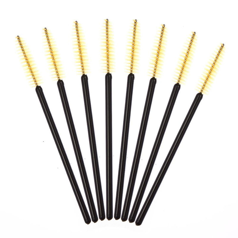 100Pcs Disposable Eyelash Brush Mascara Wands Applicator Spoolers (Yellow) Newly