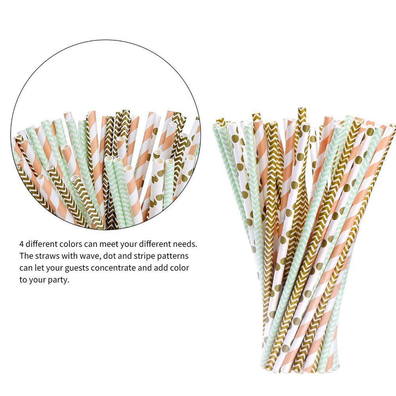 200-Pack Paper Drinking Straws Biodegradable Eco Friendly Party Supplies