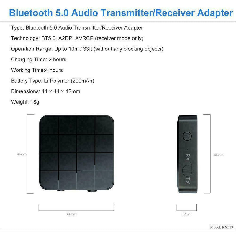2in1 Bluetooth 5.0 Transmitter & Receiver Stereo Music W3M0 Car TV PC D M4V2