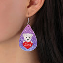 Lightweight Layered Dog Love Teardrop Drop Dangle Earrings Gift for Women Girls